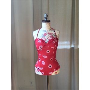 Floral Print Halter Top Bathing Suit